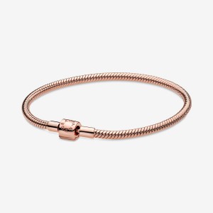 Pandora Moments Barrel Clasp Snake Charm Holders Rosa Gold | 9524301-PL
