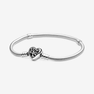 Pandora Moments Family Tree Heart Clasp Snake Charm Holders Silber | 2098157-KW