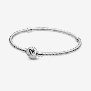 Pandora Moments Heart Infinity Clasp Snake Charm Holders Silber | 4397256-PF