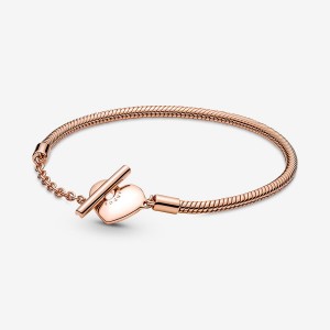 Pandora Moments Heart T-Bar Snake Charm Rosa Gold | 1579208-VG