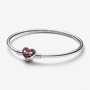 Pandora Moments Marvel Spider-Man Mask Clasp Bangle Charm Holders Silber | 7349012-XF