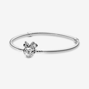 Pandora Moments Pavé Minnie Mouse Clasp Snake Charm Holders Silber | 4596013-UF