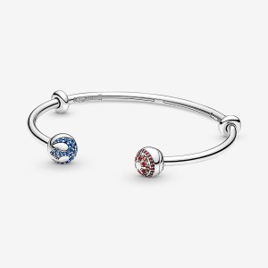 Pandora Moments Star Wars™ Light & Dark Side Logo Open Bangle Charm Holders Silber | 2639075-GT