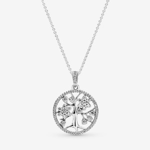 Pandora Sparkling Family Tree Halsketten Silber | 8105396-CZ