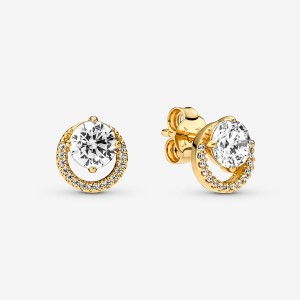 Pandora Sparkling Round Halos Ohrstecker Gold | 9561742-GY