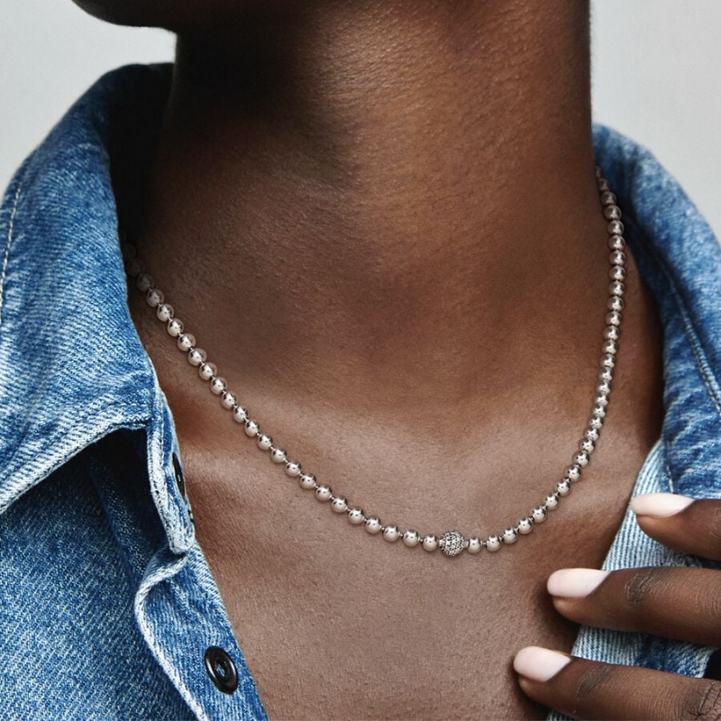 Pandora Beads & Pavé Kette mit Anhänger Silber | SBQ-834576