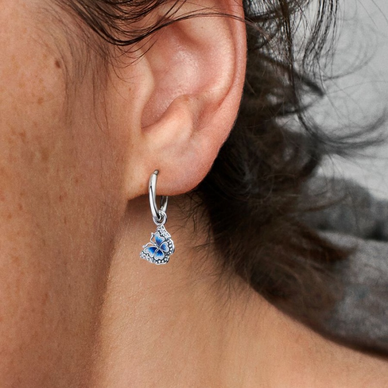 Pandora Blue Butterfly Creolen Silber | 5689301-UW