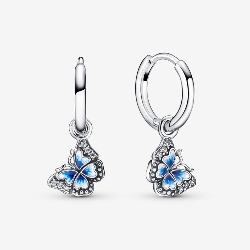Pandora Blue Butterfly Creolen Silber | 5689301-UW
