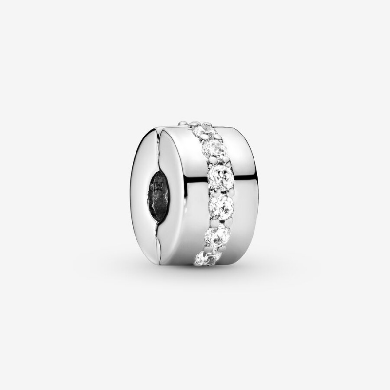 Pandora Clear Sparkling Row Clip Klammern Silber | 2415360-WJ
