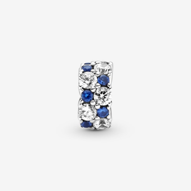 Pandora Clear & Blue Sparkling Clip Klammern Silber | 8602314-ZY