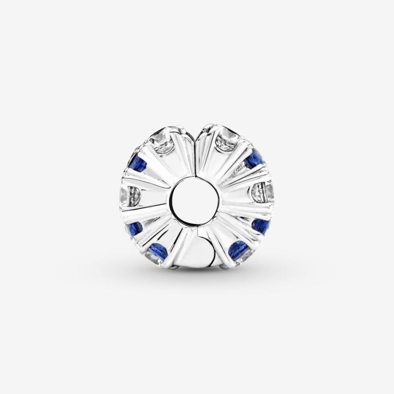 Pandora Clear & Blue Sparkling Clip Klammern Silber | 8602314-ZY