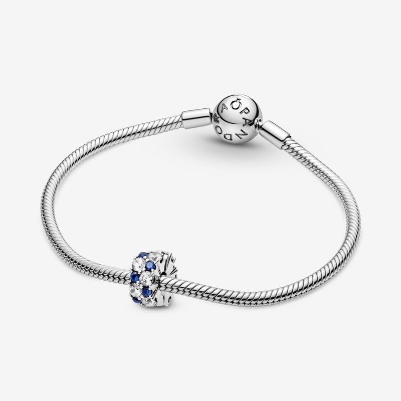 Pandora Clear & Blue Sparkling Clip Klammern Silber | 8602314-ZY