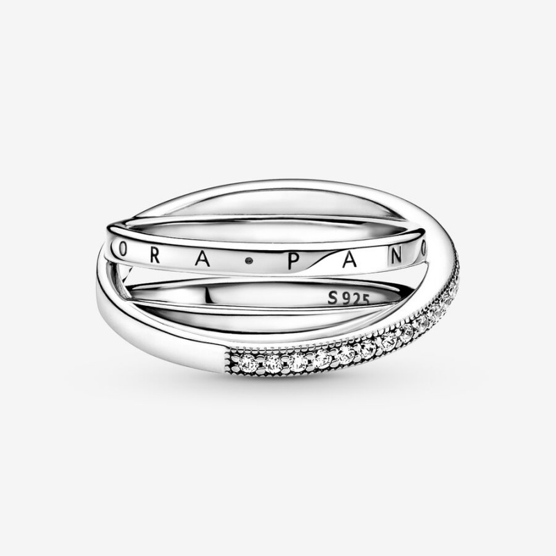 Pandora Crossover Pavé Triple Band Silber | EAL-538427