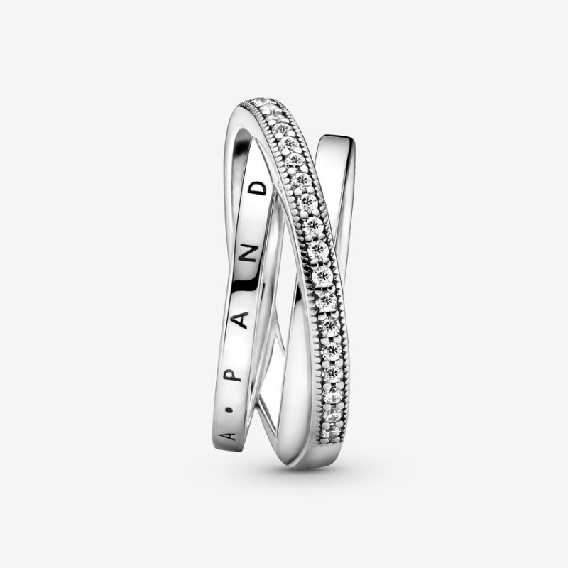 Pandora Crossover Pavé Triple Band Silber | EAL-538427