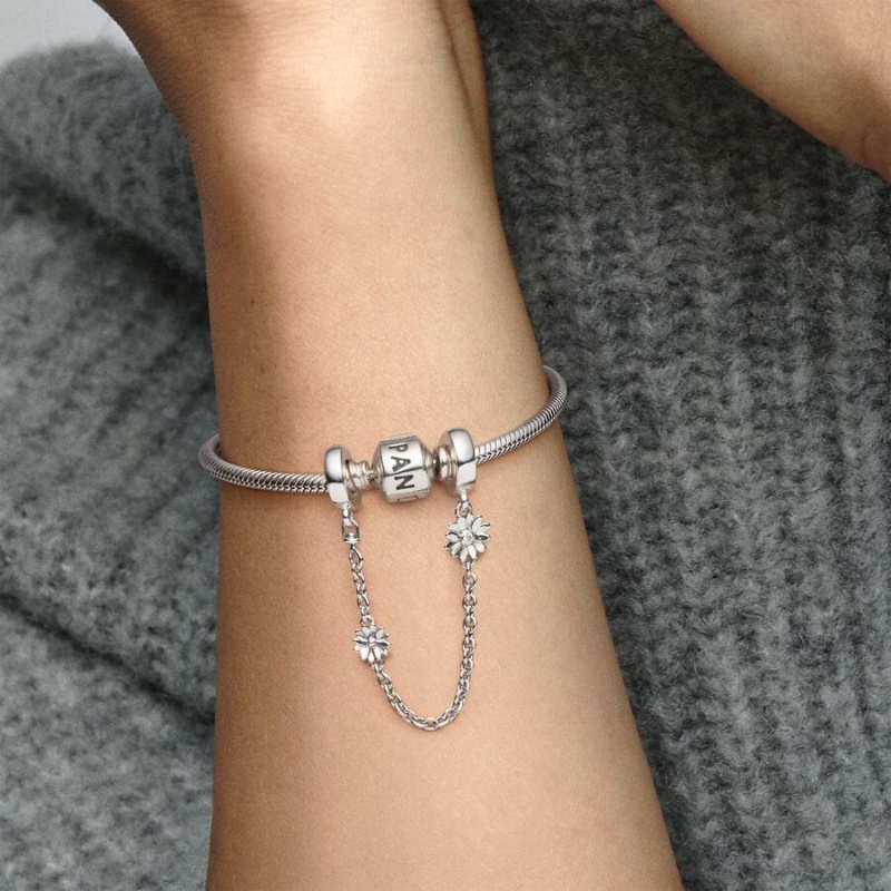 Pandora Daisy Flower Sicherheits Safety Chains Silber | 0786491-YW