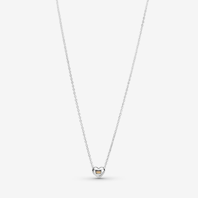 Pandora Domed Golden Heart Collier Kette mit Anhänger Two-tone | 1628573-LU