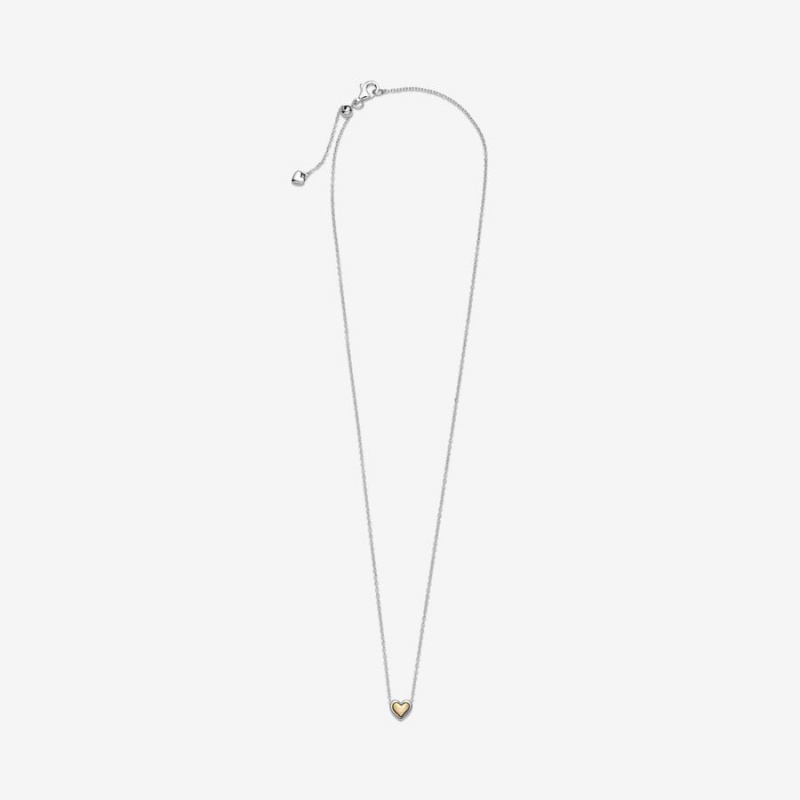 Pandora Domed Golden Heart Collier Kette mit Anhänger Two-tone | 1628573-LU