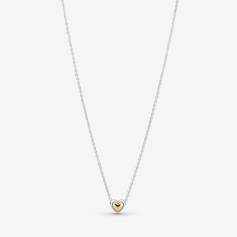 Pandora Domed Golden Heart Collier Kette mit Anhänger Two-tone | 1628573-LU