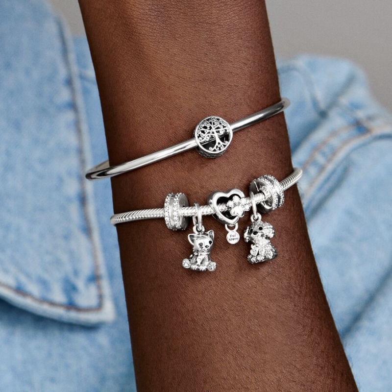 Pandora Double Gefütterte Pavé Clip Klammern Silber | 1639248-TI