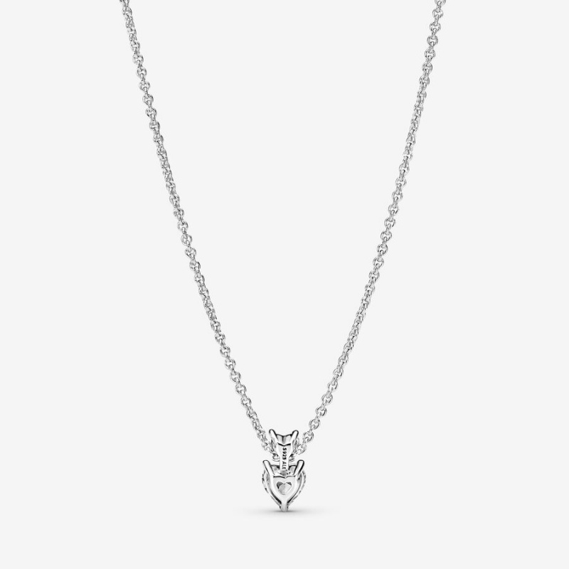 Pandora Double Heart Sparkling Collier Kette mit Anhänger Silber | 8735104-RH