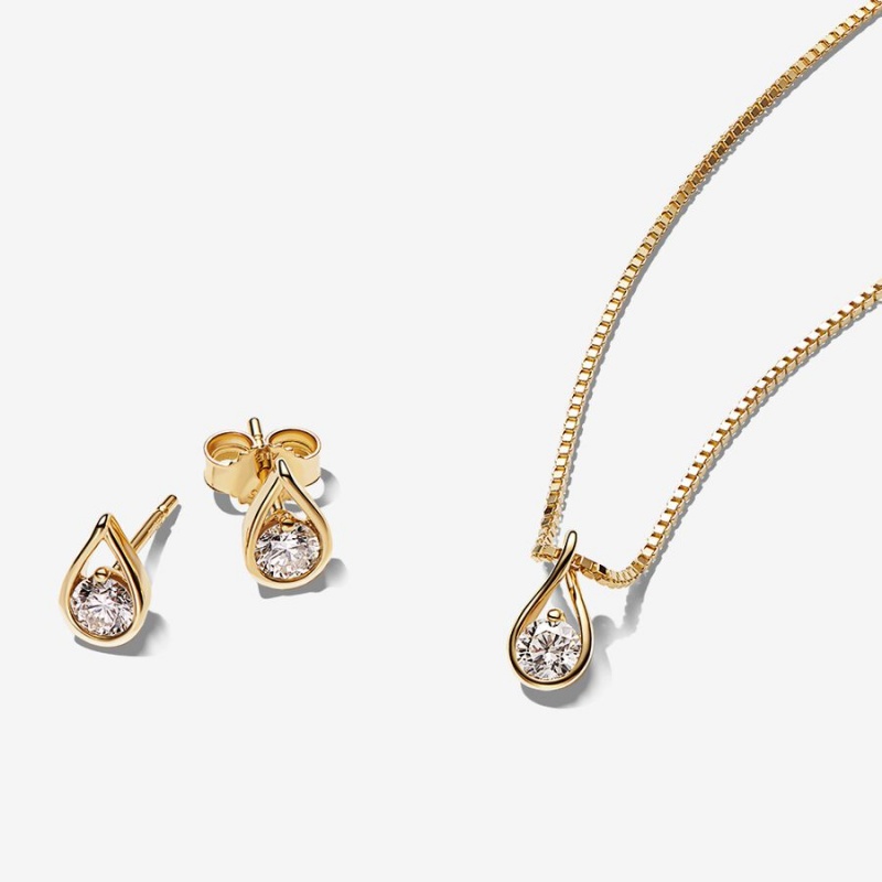 Pandora Halsketten- Und Ohrring-sets Gold | DHI-085732