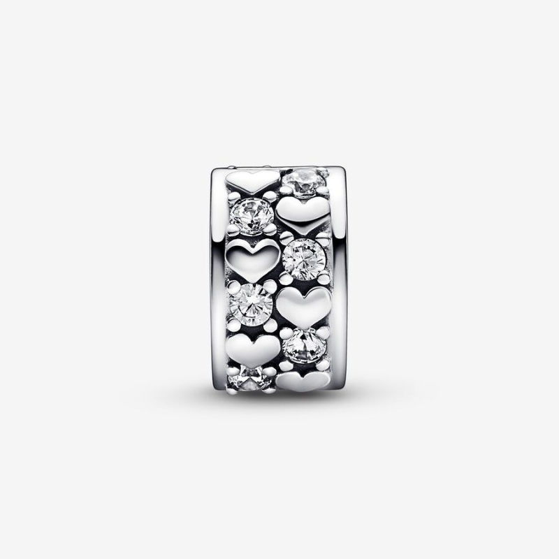 Pandora Infinite Hearts Sparkling Clip Klammern Silber | 3162458-ZL