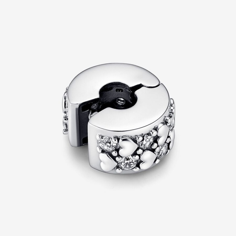 Pandora Infinite Hearts Sparkling Clip Klammern Silber | 3162458-ZL