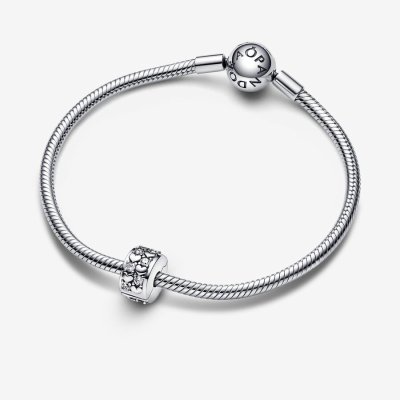 Pandora Infinite Hearts Sparkling Clip Klammern Silber | 3162458-ZL