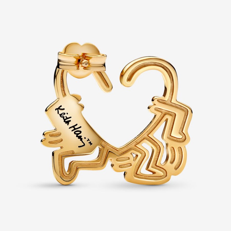 Pandora Keith Haring x Gehen Heart Ohrstecker Gold | 6920374-ED