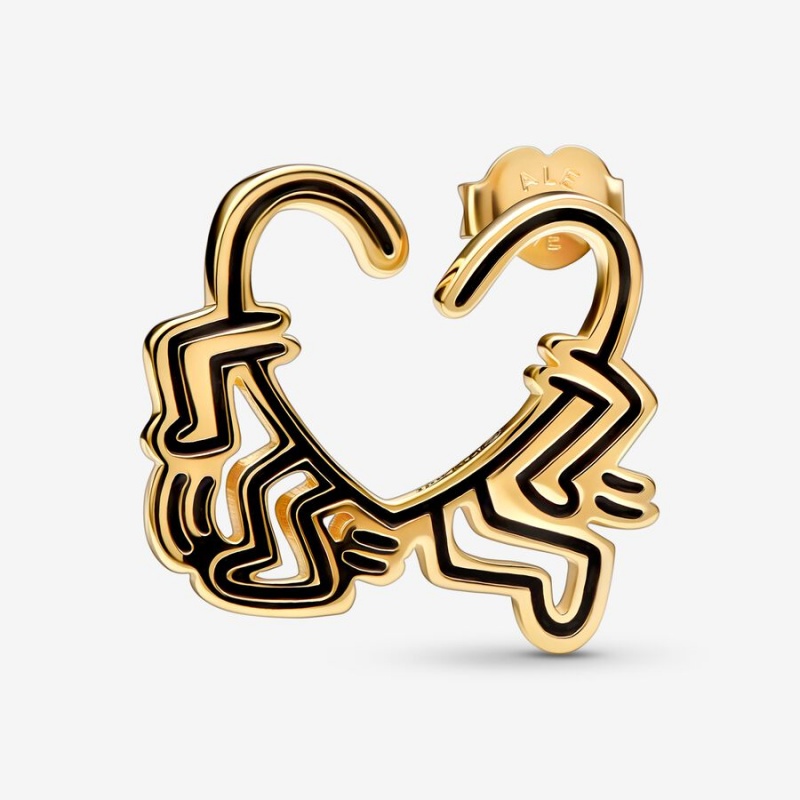 Pandora Keith Haring x Gehen Heart Ohrstecker Gold | 6920374-ED