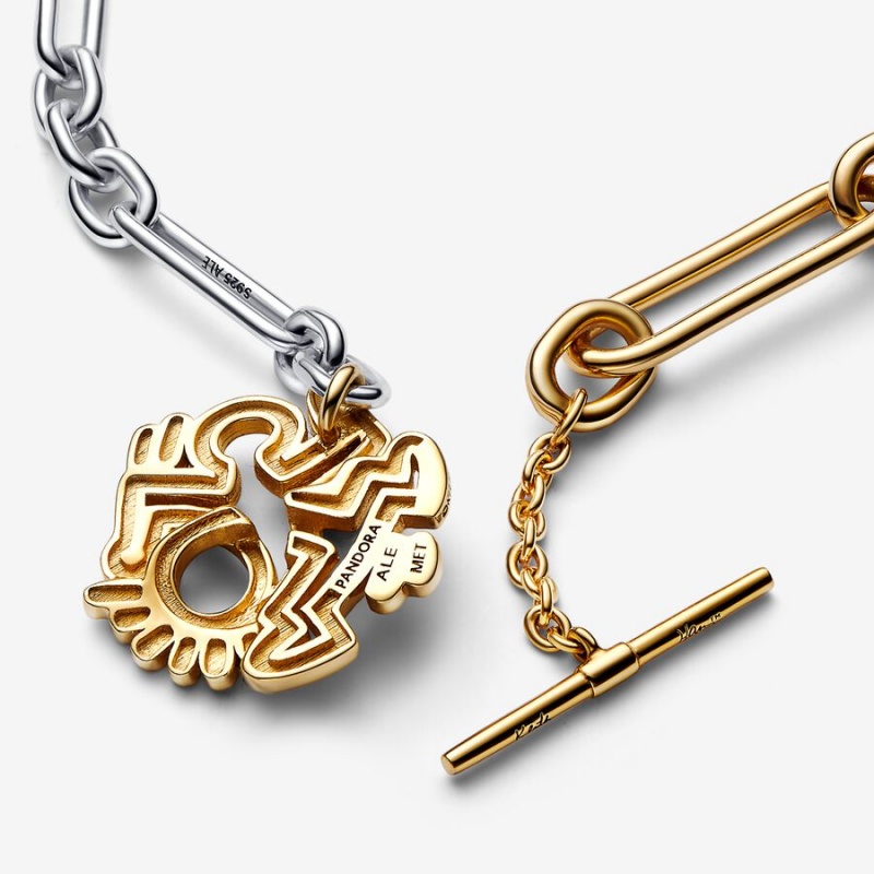 Pandora Keith Haring x Two-tone Twisted Figure T Bar Kette mit Anhänger Two-tone | GDX-973458
