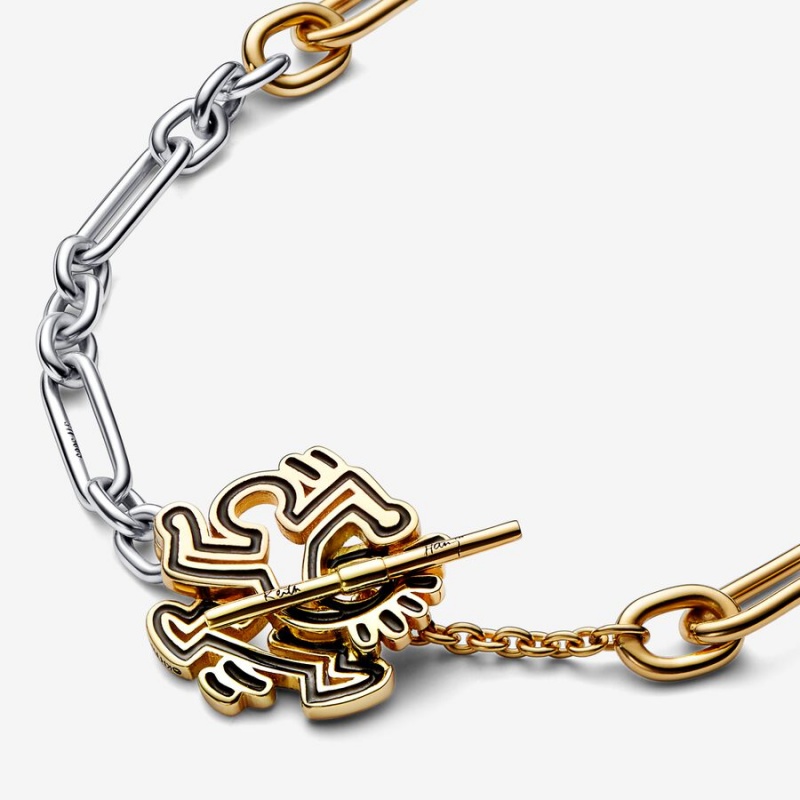 Pandora Keith Haring x Two-tone Twisted Figure T Bar Kette mit Anhänger Two-tone | GDX-973458