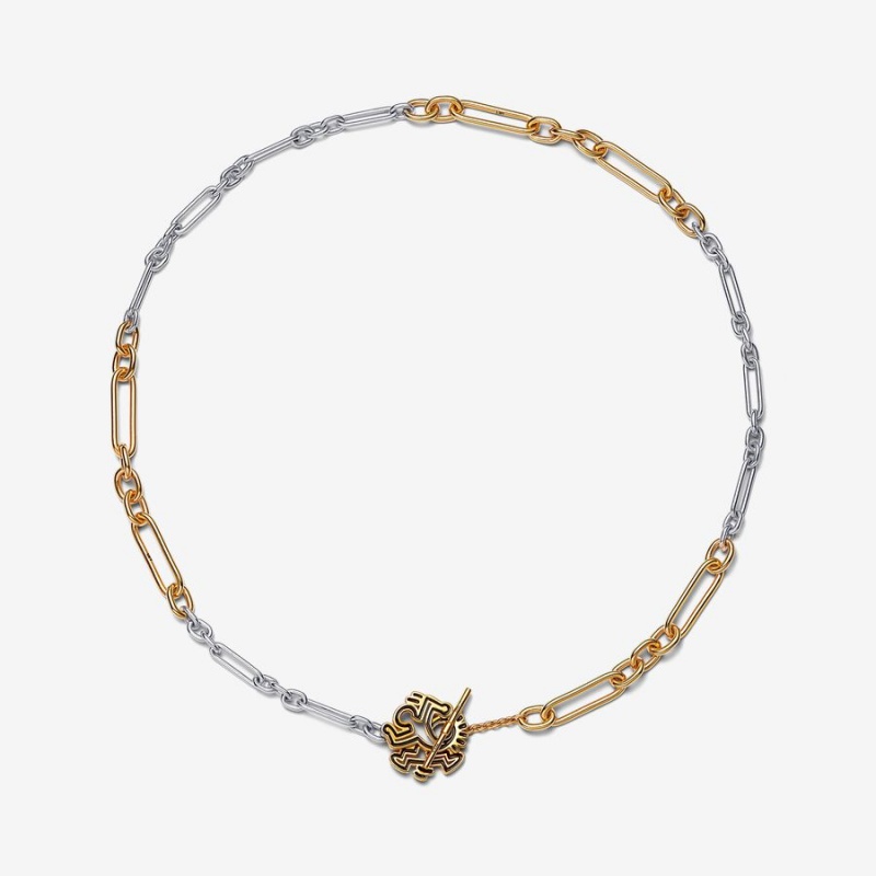Pandora Keith Haring x Two-tone Twisted Figure T Bar Kette mit Anhänger Two-tone | GDX-973458