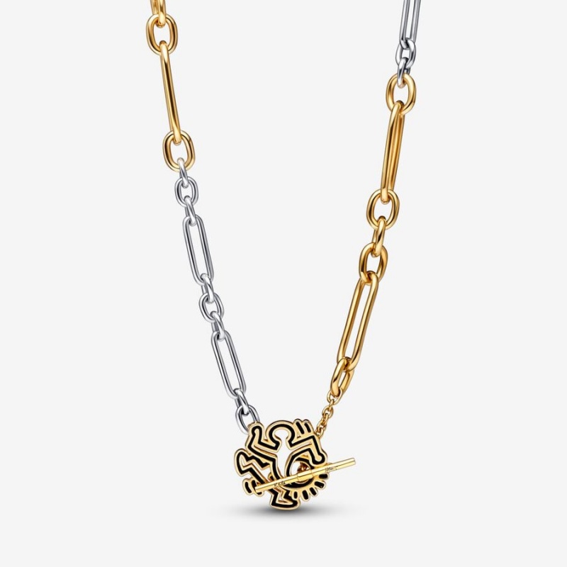Pandora Keith Haring x Two-tone Twisted Figure T Bar Kette mit Anhänger Two-tone | GDX-973458