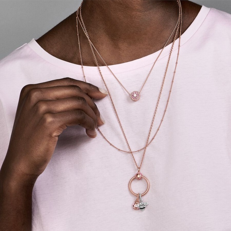 Pandora Klassische Cable Halsketten Rosa Gold | 0294683-KI