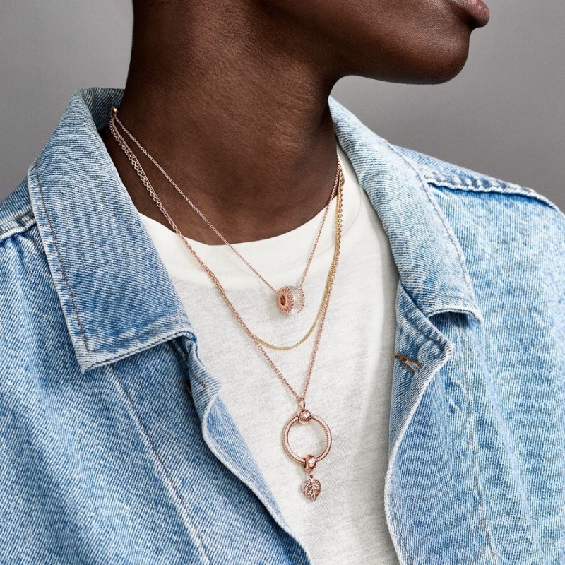 Pandora Klassische Cable Halsketten Rosa Gold | 0294683-KI