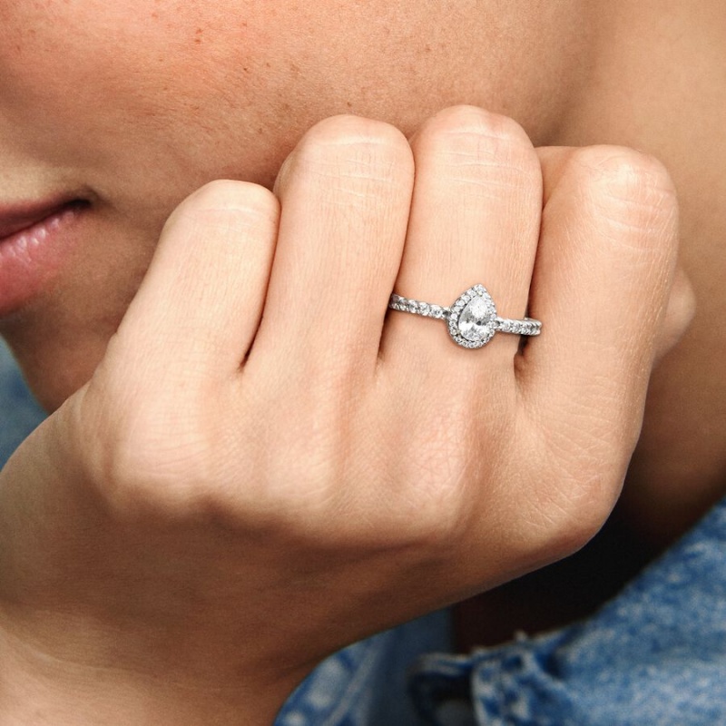 Pandora Klassische Teardrop Halo Silber | ONB-054186