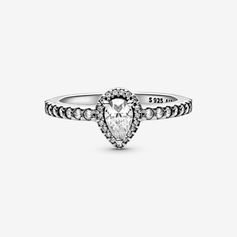 Pandora Klassische Teardrop Halo Silber | ONB-054186