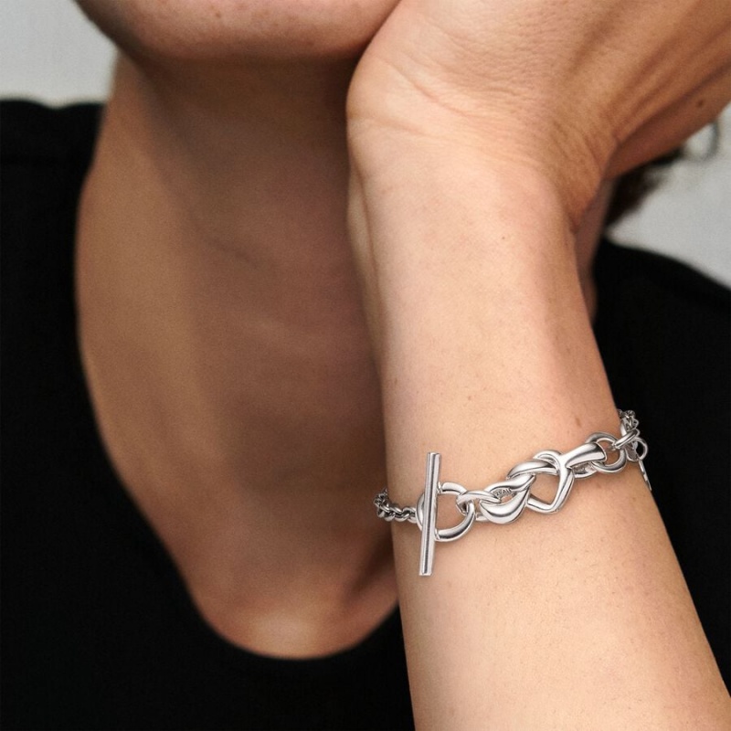 Pandora Knotted Heart T-Bar Nicht-charme Pandora Us | 2067843-JE