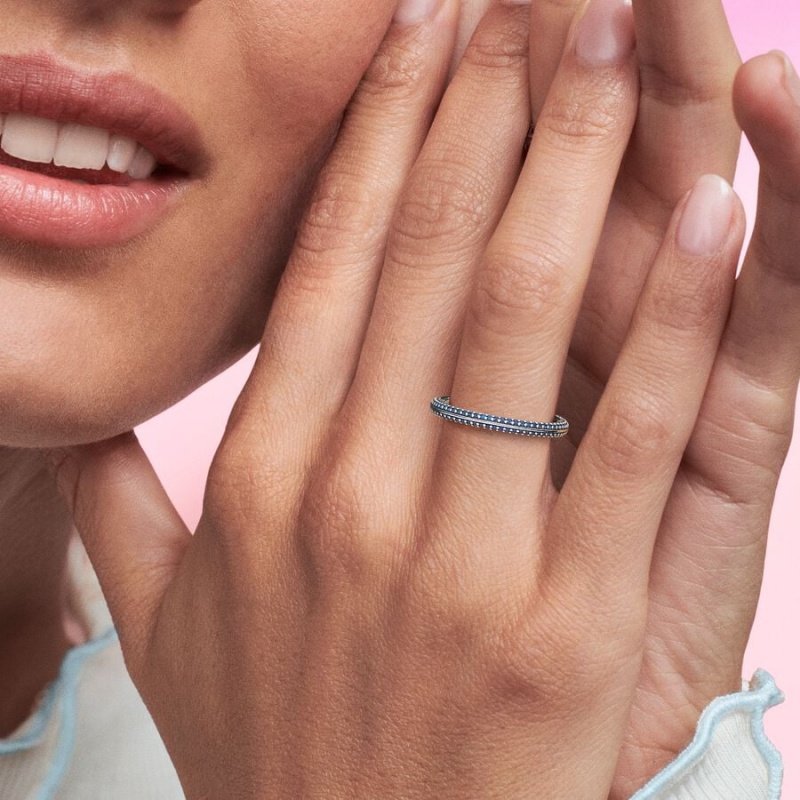 Pandora ME Blue Pavé Band Silber | UJQ-358410