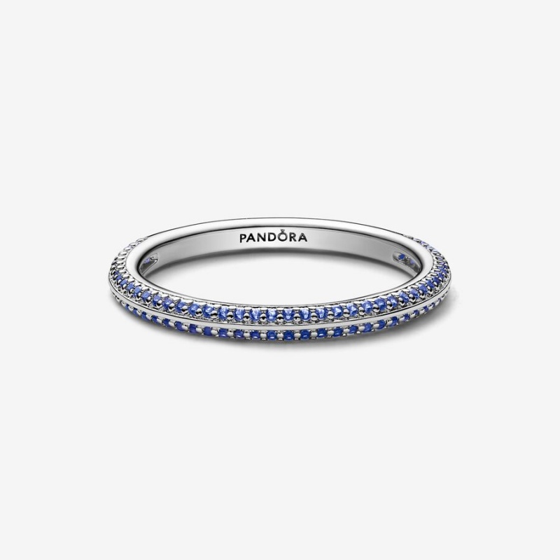 Pandora ME Blue Pavé Band Silber | UJQ-358410