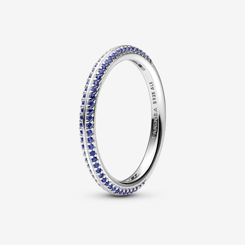 Pandora ME Blue Pavé Band Silber | UJQ-358410