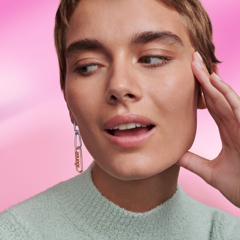 Pandora ME Single Hoop Link Earring Creolen Silber | 0476293-TO