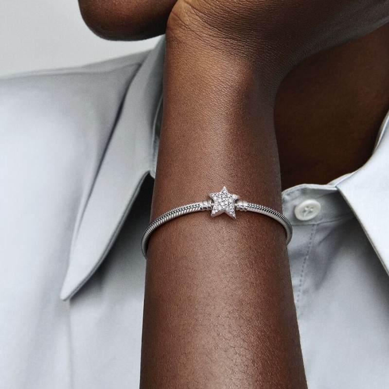 Pandora Moments Asymmetric Star Clasp Snake Charm Silber | 6107293-TE