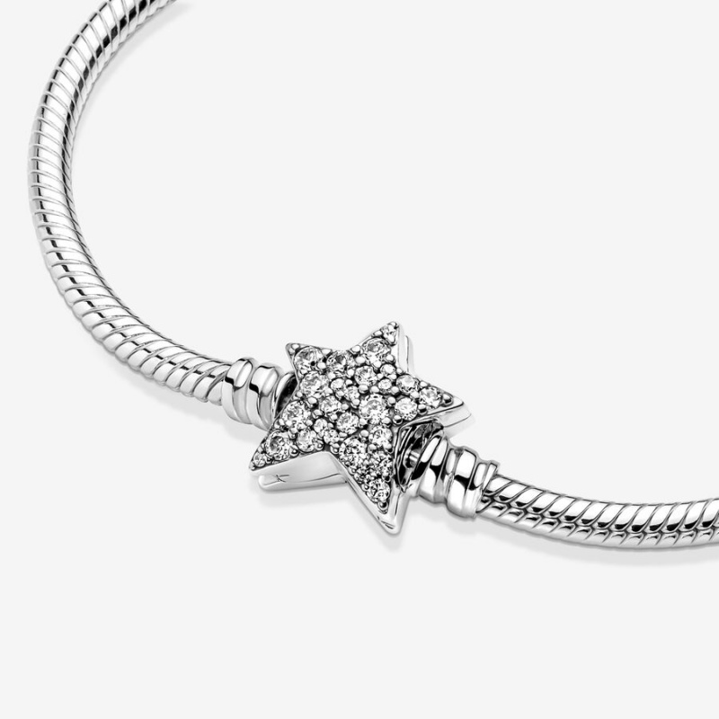 Pandora Moments Asymmetric Star Clasp Snake Charm Silber | 6107293-TE