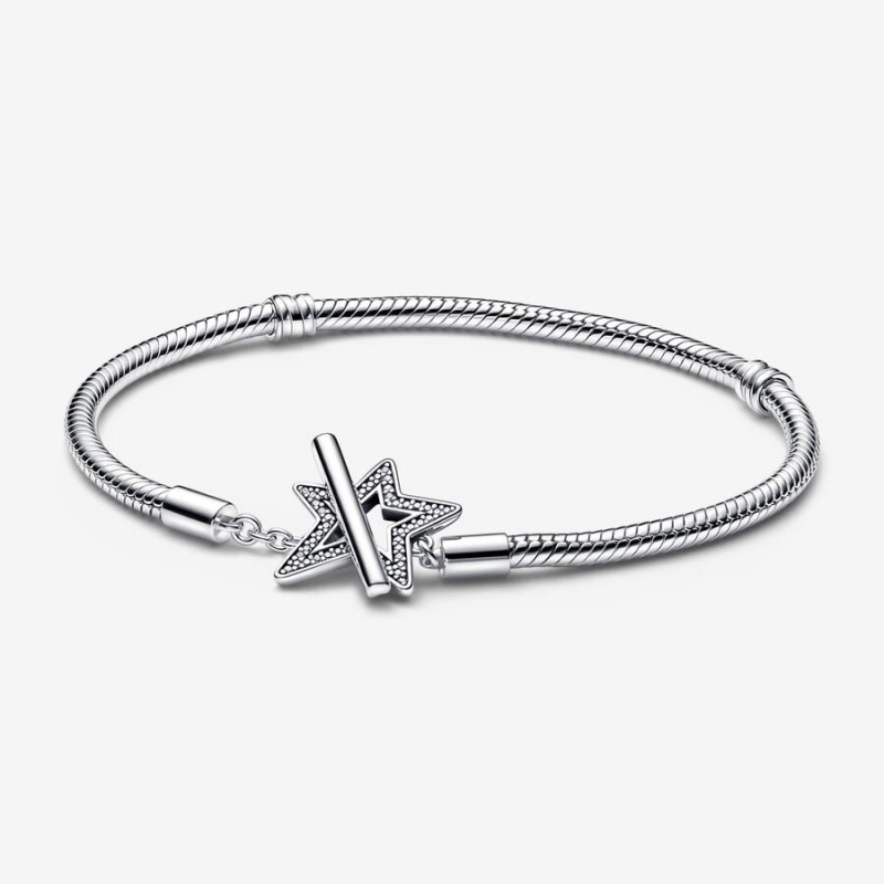 Pandora Moments Asymmetric Star T-bar Snake Charm Silber | 5036948-AC
