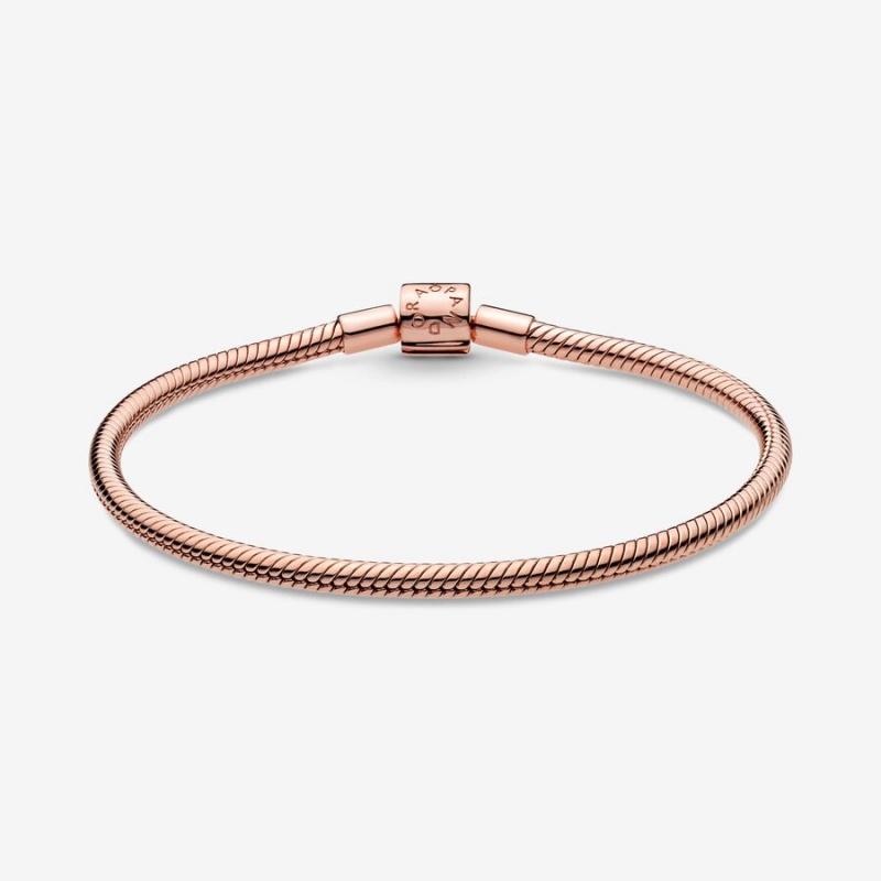 Pandora Moments Barrel Clasp Snake Charm Holders Rosa Gold | 9524301-PL