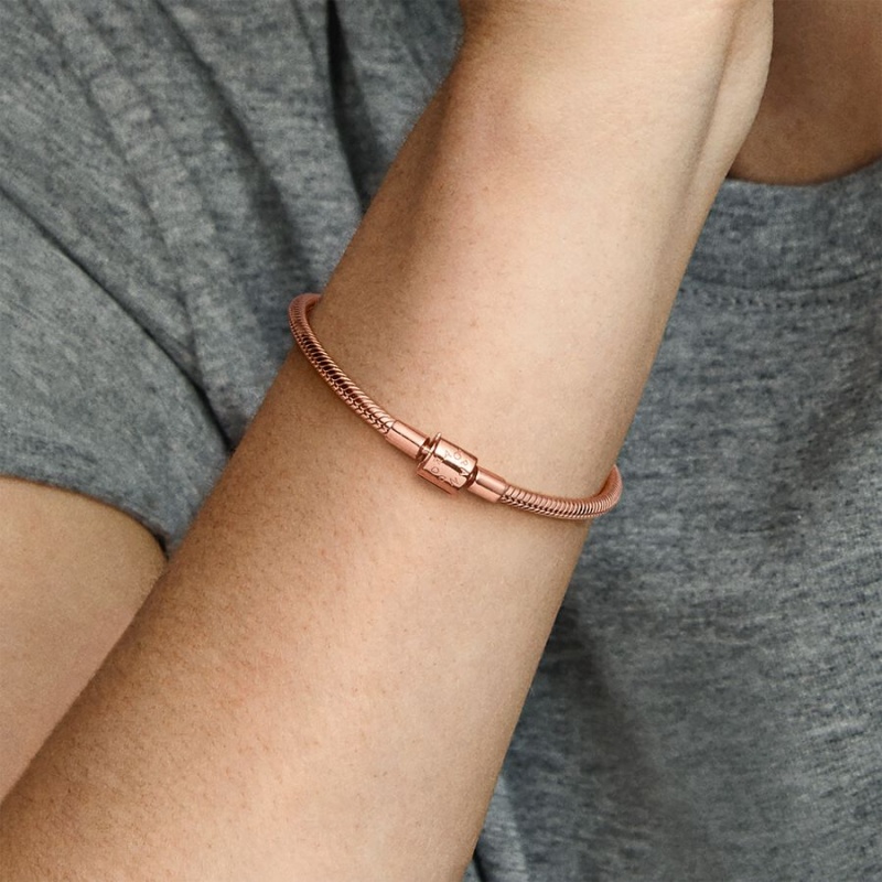 Pandora Moments Barrel Clasp Snake Kette Rosa Gold | 6489731-AW