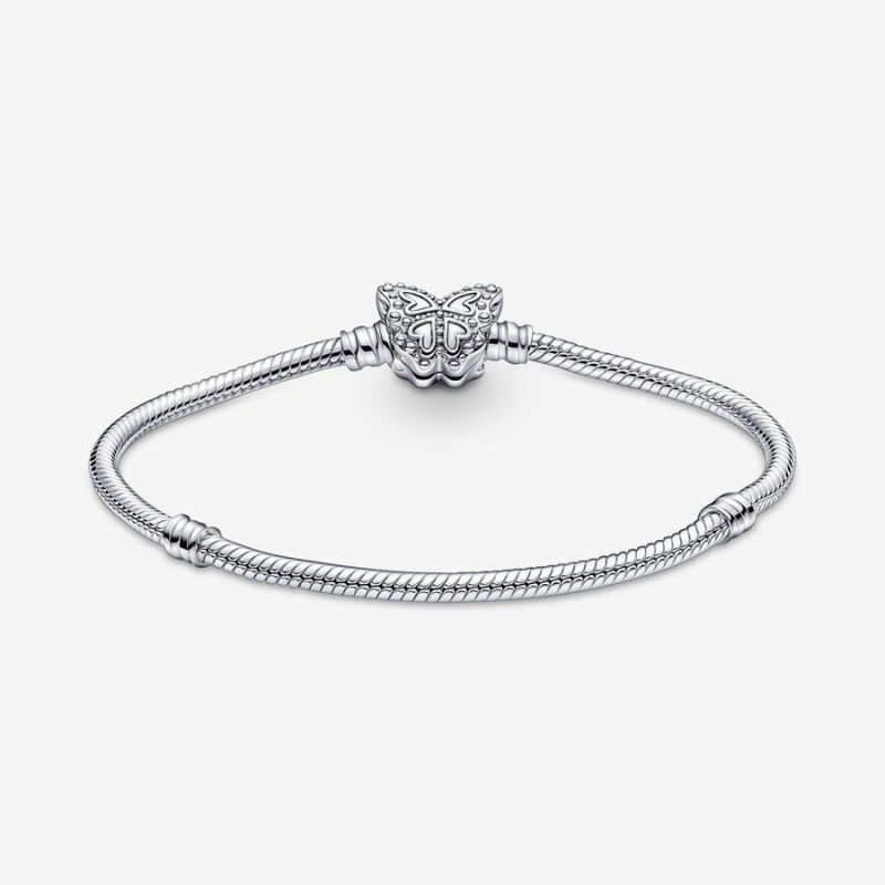 Pandora Moments Butterfly Clasp Snake Charm Holders Silber | 3179850-ZK
