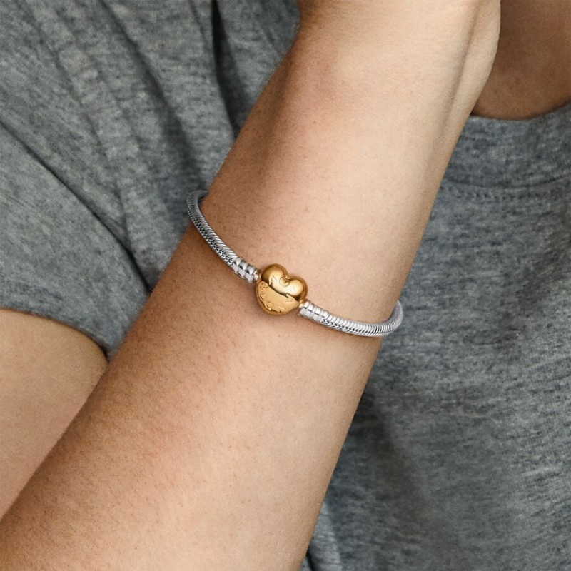 Pandora Moments Heart Clasp Snake Charm Two-tone | 9603712-XF